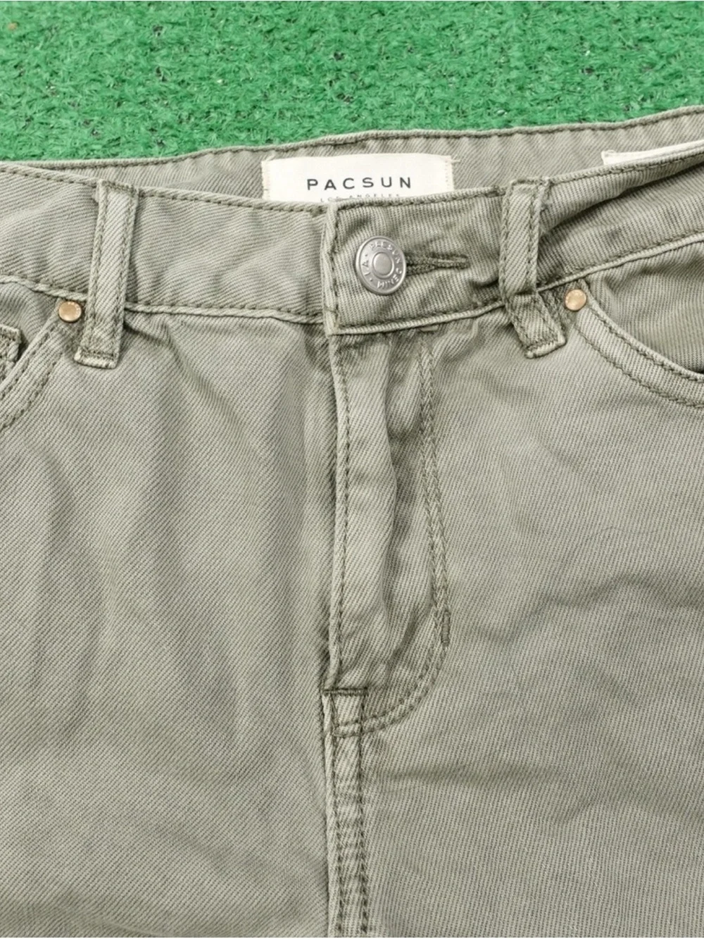 PacSun Olive Green Distressed High-Rise Jean Shorts